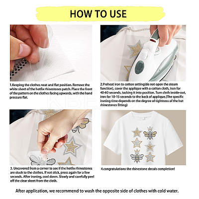 Star Crown Bees Glass Hotfix Rhinestone DIY-WH0303-288-1