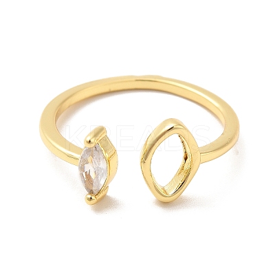 Clear Cubic Zirconia Horse Eye Open Cuff Rings KK-H434-17G-1