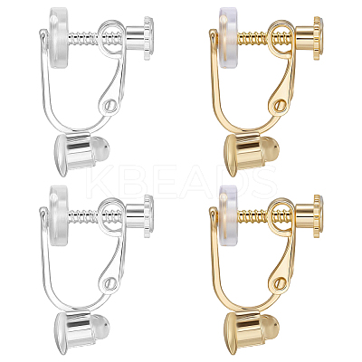 20Pcs 2 Colors Rack Plating Brass Clip-on Earring Converters Findings KK-BBC0019-60A-1