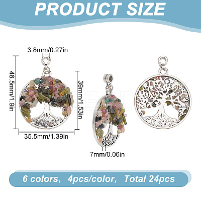 24Pcs 6 Styles Tibetan Styles Alloy Pendants PALLOY-HY00036-1