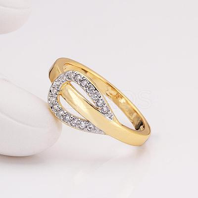 Classic Real 18K Gold Plated Tin Alloy Cubic Zirconia Rings for Women RJEW-BB09364-7G-1