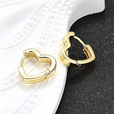 Heart Brass Hoop Earrings LS-EJEW-H157-05G-1