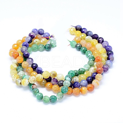 Faceted Natural Agate Beads Strands G-F559-05-12mm-1