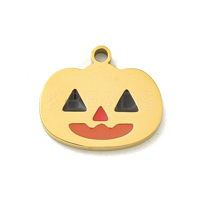 Halloween Theme Ion Plating(IP) 304 Stainless Steel Enamel Charms STAS-M011-03A-1