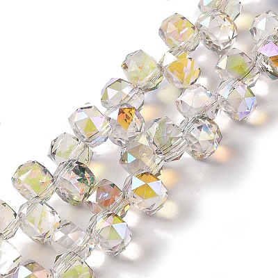 Half Rainbow Plated Electroplate Beads Strands EGLA-H104-09A-HR03-1