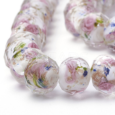 Handmade Gold Sand Lampwork Beads Strands LAMP-R141-10mm-12-1