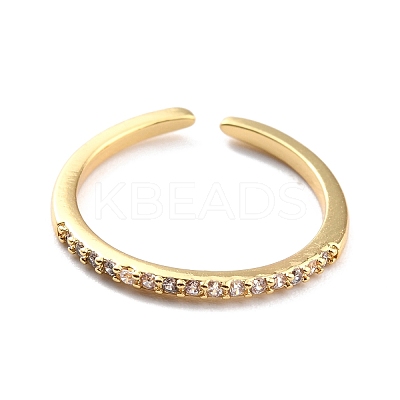 Clear Cubic Zirconia Open Cuff Ring for Women RJEW-C018-21G-1