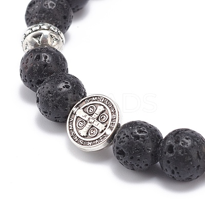 3Pcs 3 Style Natural Lava Rock & Synthetic Hematite Stretch Bracelets Set BJEW-JB08692-1
