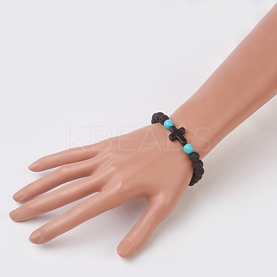 Synthetic Turquoise(Dyed) Beads Stretch Bracelets BJEW-JB03710-01-1