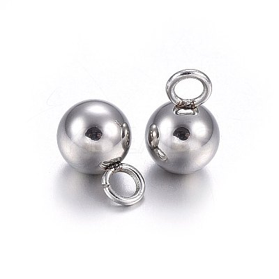 Tarnish Resistant 304 Stainless Steel Sphere Charms X-STAS-O107-04P-A-1