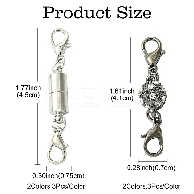 Brass/Alloy Rhinestone Magnetic Clasps DIY-YW0009-48-1