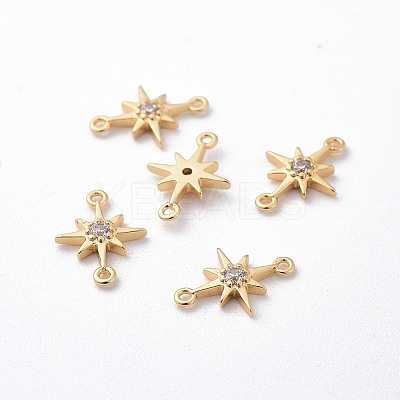 Brass Micro Pave Cubic Zirconia Links X-ZIRC-F081-20G-1