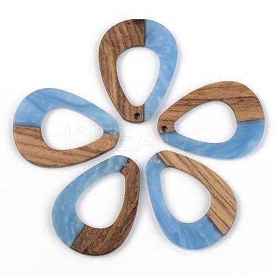 Opaque Resin & Walnut Wood Pendants X-RESI-S389-026A-C01-1