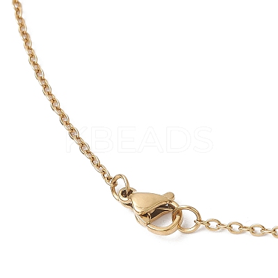 Natural Carnelian & Bicone Glass & Shell Pearl & Seed Beads Christmas Wreath Pendant 304 Stainless Steel Cable Chain Necklaces for Women NJEW-MZ00122-1