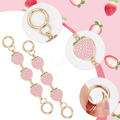 2Pcs Alloy Enamel Strawberry Link Bag Handle Extenders FIND-WR0006-43B-1