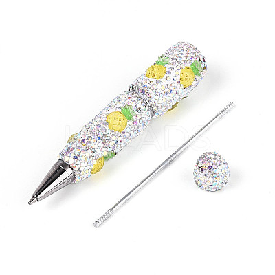 Resin & Polymer Clay Pave Rhinestone Ball-Point Pen AJEW-T013-04L-1