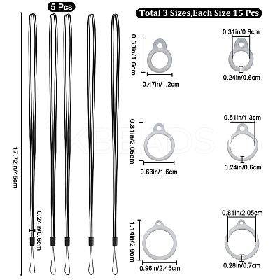 5Pcs Rubber Lanyard Straps DIY-GF0008-20-1