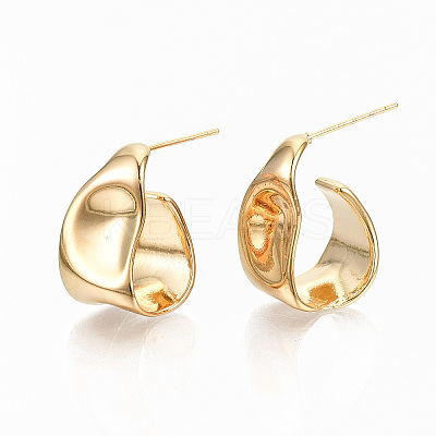 Brass Half Hoop Earrings X-KK-S356-149G-NF-1
