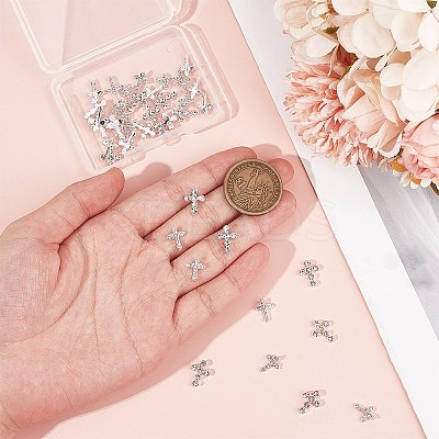 40Pcs 2 Styles Zinc Alloy Rhinestone Cabochons FIND-CP0002-11-1