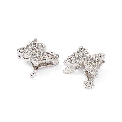 Brass Micro Pave Clear Cubic Zirconia Connector Charms ZIRC-P100-06P-1
