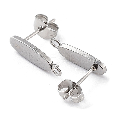 Non-Tarnish 201 Stainless Steel Oval Stud Earring Findings STAS-K259-20P-1