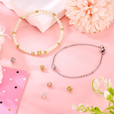 5Pcs 5 Colors Rack Plating Brass Micro Pave Cubic Zirconia Beads KK-TA0001-69-1