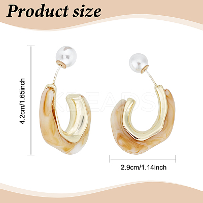 4Pairs 4 Colors Plastic & Resin C-shape Stud Earrings with 925 Sterling Silver Pins EJEW-AN0003-11-1