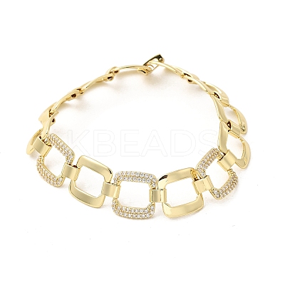 Brass Micro Pave Clear Cubic Zirconia Link Chain Bracelets for Women BJEW-H630-03G-1
