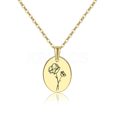 Brass Birth Month Flower Pendant Necklace HUDU-PW0001-034H-1-1