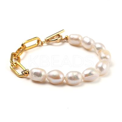 Natural Baroque Pearl Keshi Pearl Beaded Bracelets BJEW-JB05317-1