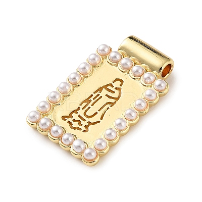 Brass & Plastic Pearl Pendants KK-L269-01G-02-1