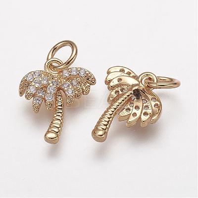Brass Micro Pave Grade AAA Cubic Zirconia Charms ZIRC-K059-11G-NR-1