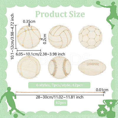 Sports Ball Wooden Pendants Decorations DIY-WH0430-935-1