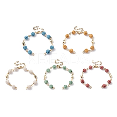 Dyed Natural Lava Rock Round Beaded Chain Bracelet Making AJEW-JB01206-1