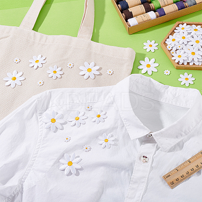 60Pcs 4 Styles Daisy Polyester Embroidery Cloth Iron On/Sew On Patches DIY-GA0008-79-1