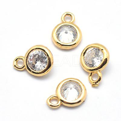 Brass Cubic Zirconia Pendants KK-P119-33-7x5mm-G-NR-1