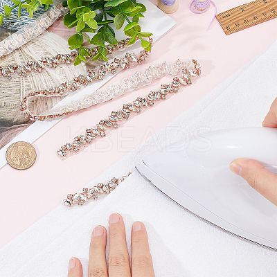 1 Yard Crystal Hotfix Rhinestone Bridal Belt Trim Chain DIY-FG0004-44B-1
