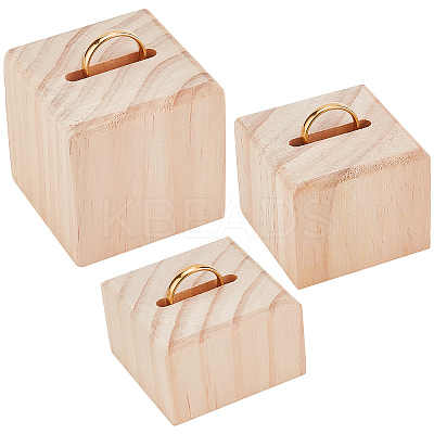 3 Sizes Wood Ring Display Pedestal Set ODIS-WH0029-96-1