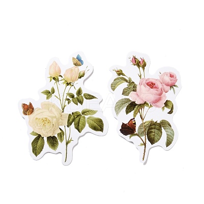 50Pcs Cartoon Flower Paper Sticker Label Set DIY-G066-05-1