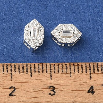 Brass Micro Pave Clear Cubic Zirconia Beads KK-G503-17S-1
