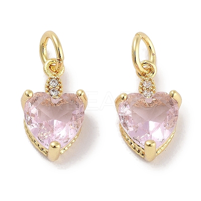 Brass Micro Pave Cubic Zirconia Charms KK-C051-05G-04-1