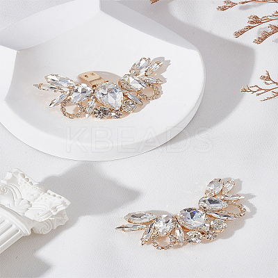 2Pcs Alloy Rhinestone Shoe Buckle Clips FIND-LP0009-90G-1