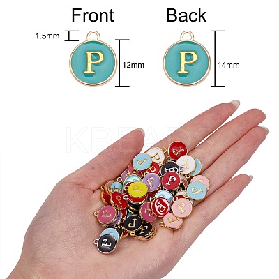 120Pcs 12 Colors Golden Plated Alloy Charms ENAM-SZ0001-64P-1
