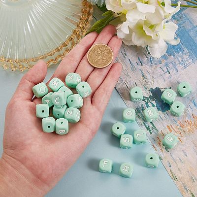 26Pcs 26 Style Silicone Alphabet Beads for Bracelet or Necklace Making SIL-SZ0001-01C-1