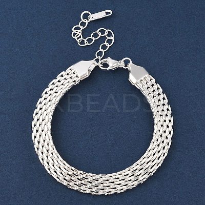304 Stainless Steel Mesh Chain Bracelet BJEW-G669-14S-1