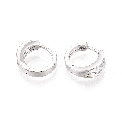 Brass Micro Pave Clear Cubic Zirconia Hoop Earrings EJEW-T048-46P-1