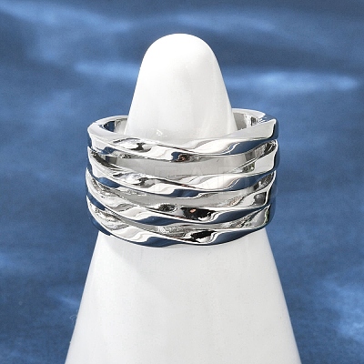 Brass Adjustable Open Cuff Rings for Women RJEW-C129-02P-1