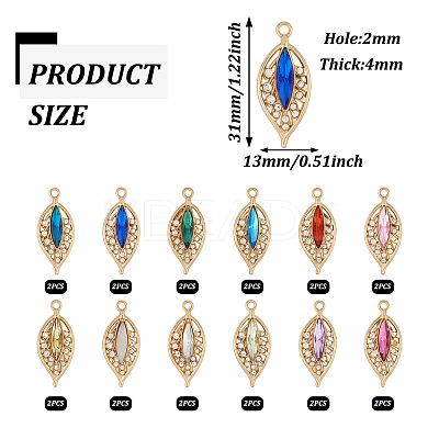 24Pcs 12 Colors KC Gold Plated Alloy Pendants FIND-TA0003-71-1