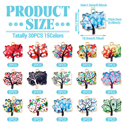 30Pcs 15 Colors Alloy Enamel Pendants ENAM-TA0009-02-1