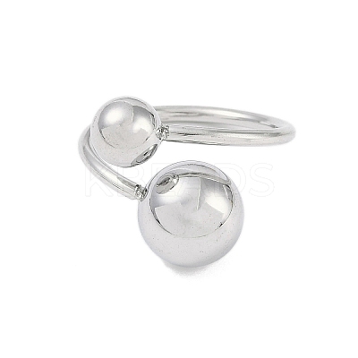 Non-Tarnish 304 Stainless Steel Round Open Cuff Ring for Women RJEW-C097-07P-1